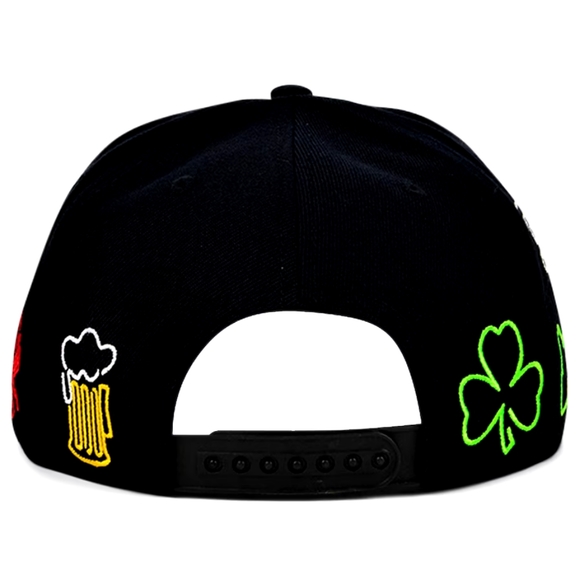Boston Neon City Lights Rings & Crwns Black Snapback Adjustable Hat - Picture 4 of 4